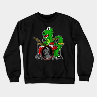 Dinosaur Drummer T-Rex Playing Drums Musician Crewneck Sweatshirt